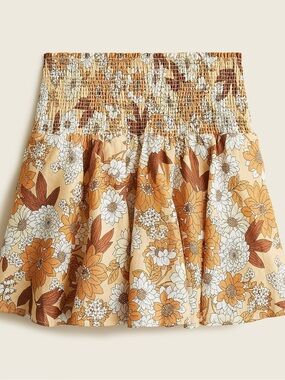 J. Crew Linen summer bohemian beach smocked mini skirt in zinnia floral size xs